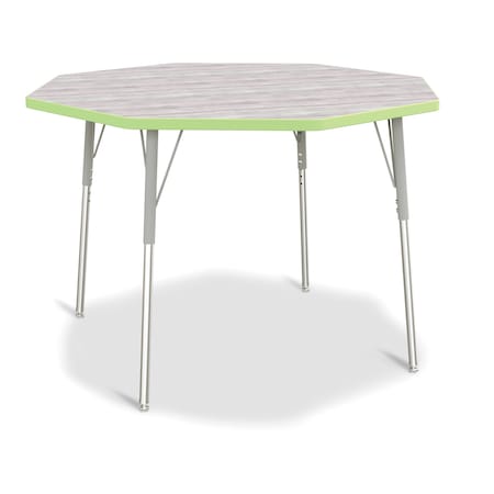 Jonti-Craft Berries Octagon Activity Table, 48 in. x 48 in., A-height, Driftwood Gray/Key Lime/Gray 6428JCA451